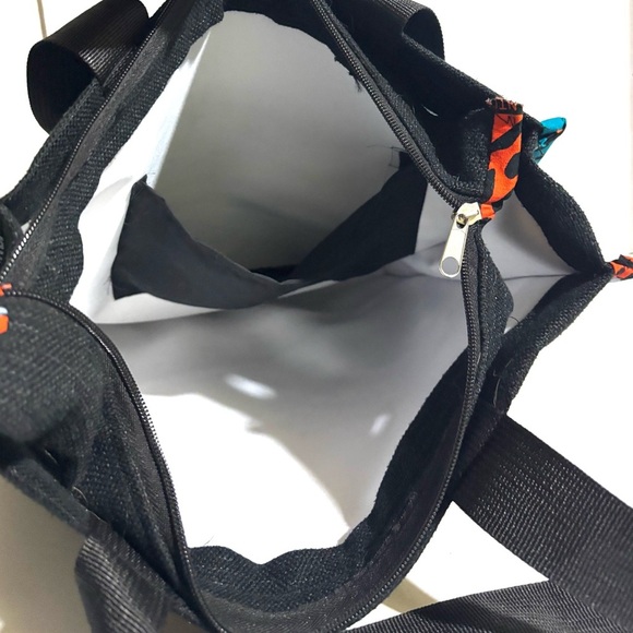 Handmade Black and Orange Patterned Tote Bag - Picture 5 of 6